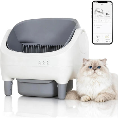 APP-Controlled Automatic Self-Cleaning Cat Litter Box,10.5L Odor-Free Waste Disposal,Pet Toilet for Cat Hygiene,Pet Products