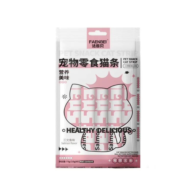 10Piece/2Pack Pet Snacks Cat Strips Young Cat Wet Food Pack Nutrition Chicken Cod Salmon Formula Mixed Flavor Cat Liquid Snacks