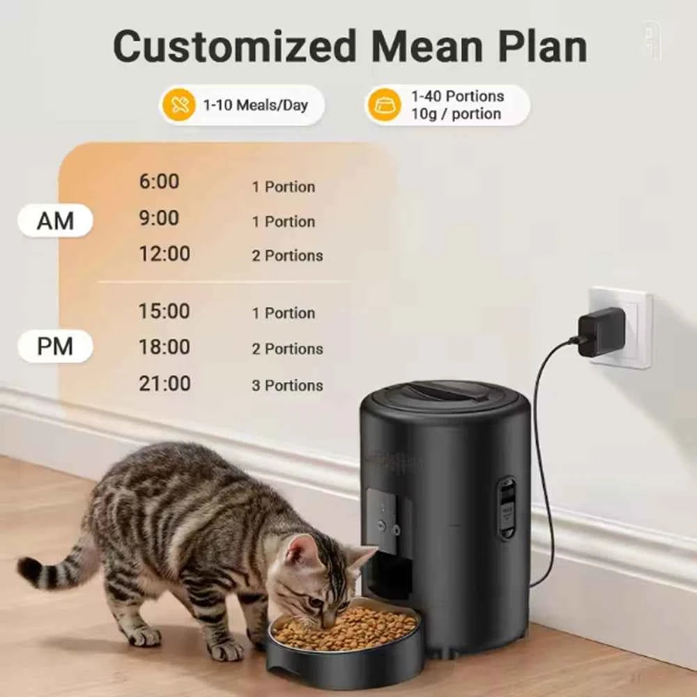 Smart Button WIFI APP And Video For Pets, Automatic Feeder For Cats and Dogs Bowl, Timed Operation, 2L Pet Feeder