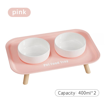 Pet Ceramic Bowl Double-Way Anti-Splash Anti-Flip Cat Dish Neck Protection Dog Bowl Water Bowl Prevent Spill Dog Feeder