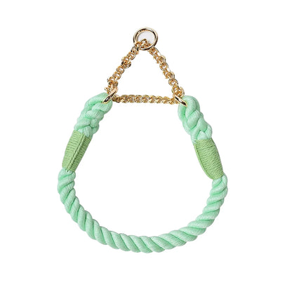 Dog Collar P Chain Comfortable Cotton Dog Collars Adjustable Braided Cotton Multi-Color Rope Collar with Durable Metal Dog Chain