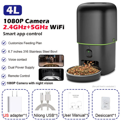 Automatic Cat Feeder Camera Furpipi Pet Smart Cat Food Kibble Dispenser Tuya Control WiFi Auto Feeder For Cats Dog Accessories