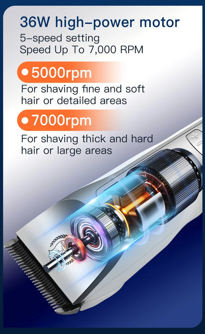 Fenice New Upgrade 5000mA Capacity Cordless LCD Screen Pets Dog Grooming Clippers Rechargeable Haircut Shaver for Trimming Salon