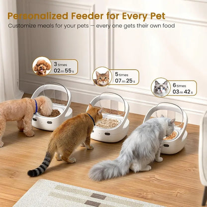 RFID Cat Feeder with Ice Pack Cooling, Selective Automatic Pet Feeder, App Feeding Records, Anti-Pinch Safety, 120-Day Battery