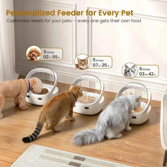 RFID Cat Feeder with Ice Pack Cooling, Selective Automatic Pet Feeder, App Feeding Records, Anti-Pinch Safety, 120-Day Battery