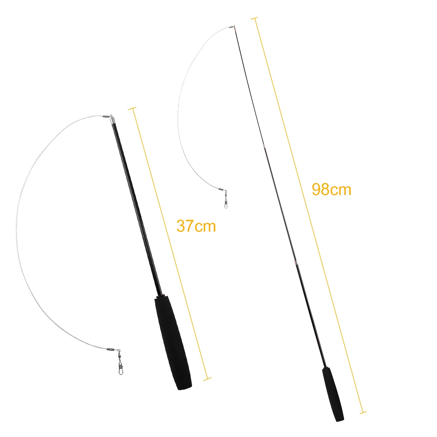 Cat Teaser Wands Three-section Telescopic Fishing Pole Wand Kitten Funny Catcher Teaser Stick Rod Interactive Stick Teaser Toys