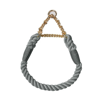Dog Collar P Chain Comfortable Cotton Dog Collars Adjustable Braided Cotton Multi-Color Rope Collar with Durable Metal Dog Chain