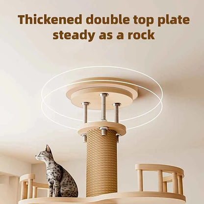 1PC Floor-to-Ceiling Sisal Cat Tree, Multi-Level Design with Hammock, Space Capsule & Observation Perch, Indoor Cat Toy
