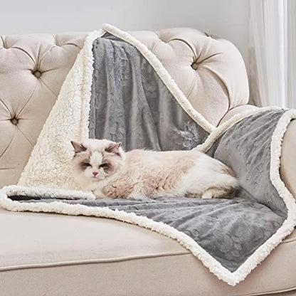 1 Pack 4 Dog Blankets for Small Dogs - 4 pcs Waterproof Dog Blanket Washable - Soft Sherpa Fleece Puppy Blanket for Kitten Dogg