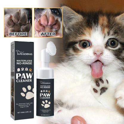 Pet Paw Foam Cleaner No-Rinse Dry Shampoo Foam with Brush for Dog Cat Foot Pad Care Agent Dirt Mud Removal Paw Cleanser 100ml