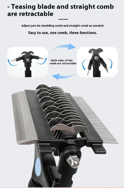 3 In 1 Pet Deshedding Brush Dog Hair Remover Pet Fur Knot Cutter Puppy Cat Comb Brushes Dogs Grooming Shedding Supplies