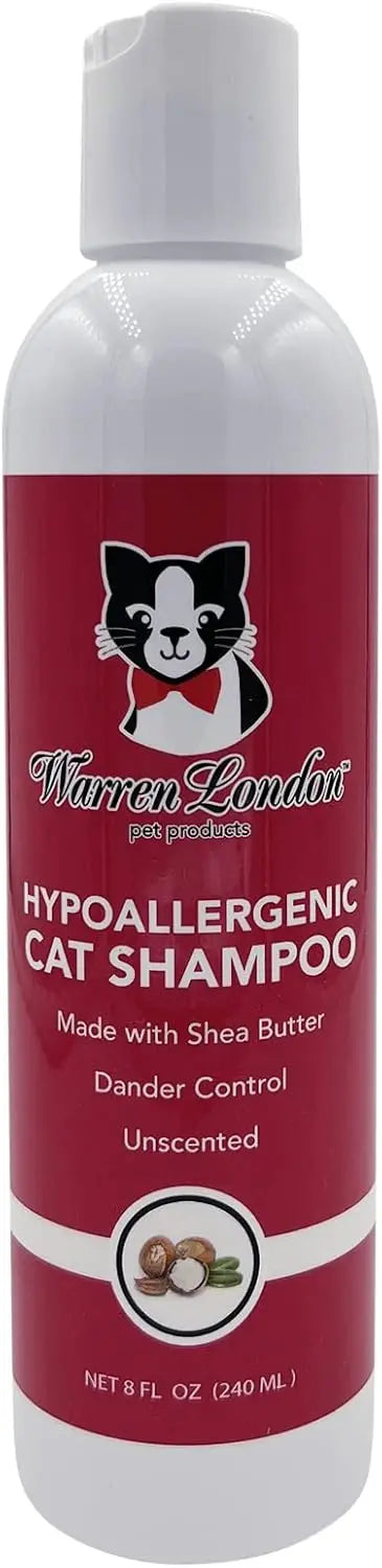 Hypoallergenic Cat Shampoo & Conditioner 8 oz – Unscented, Shea Butter Moisturizing, Soap-Free 2-in-1 for Dander & Allergy Contr