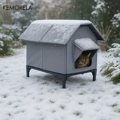 KEMORELA Winter Insulated Outdoor Cat House Foldable Oxford Cloth Warm Mat Shelter Easy Assembly Soft for Cats And Small Dogs