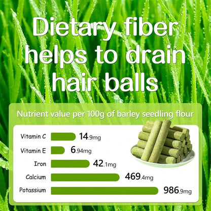 100g Cat Grass Teething Stick: Natural Dried, Teeth Cleaning & Hairball Removal Treats