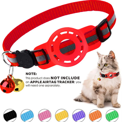 for Apple Air Tag Tracker Breakaway Cat Collar, with Airtag Case Reflective Kitten Collar with Bell for Cats,Small Dog Collar