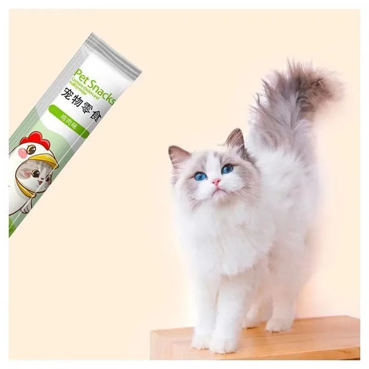 Cat Liquid Snack Strips – Tuna, Cod & Chicken Nutritional Paste for Kittens & Adult Cats (10pcs × 15g) - Pet Suppie