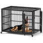 48 Inch Heavy Duty Dog Crate for Large Dogs with Self-Locking Latch Escape-Proof Steel Kennel Indoor XL Large Double Door Metal