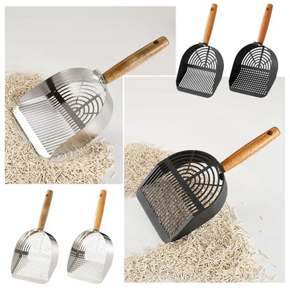 Steel Cat Litter Scoop Long Handle Pet Waste Shovel Cleaning Tool for Tofu Sand Litter Box Cats Supplies