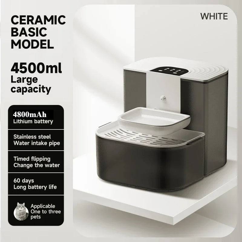 4.5L Smart Dump Pet Water Dispenser Remote Control Automatic Wireless Water Drinker Cat Water Feeder Kitten Heating Fountain
