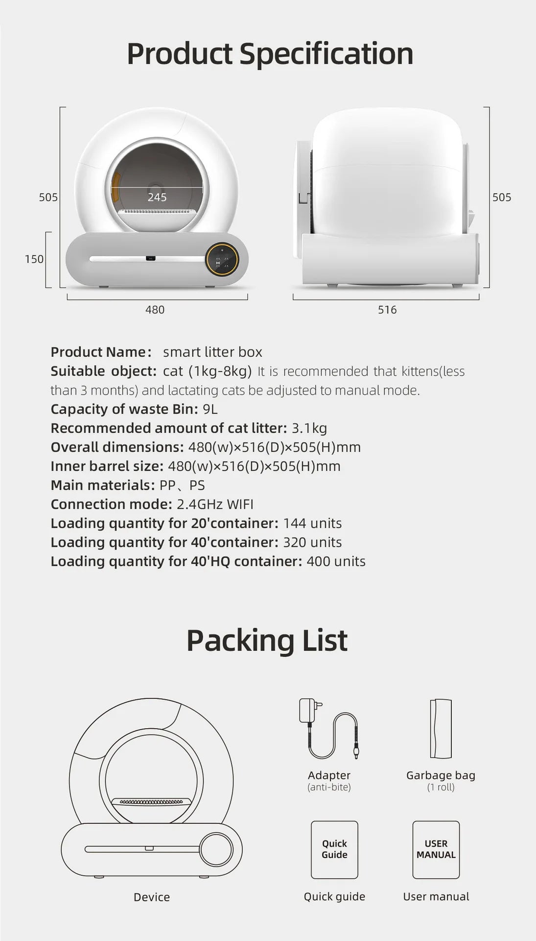 Self-Cleaning Cat Litter Box Automatic 65 Large Fully Enclosed Cat Toilet with App English Version Control Rascador Para Gato