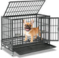 37' Stackable Heavy Duty Dog Crate, Escape Proof Kennel with Lockable Wheels, Removable Tray & Metal Grid for Medium/Small Dogs