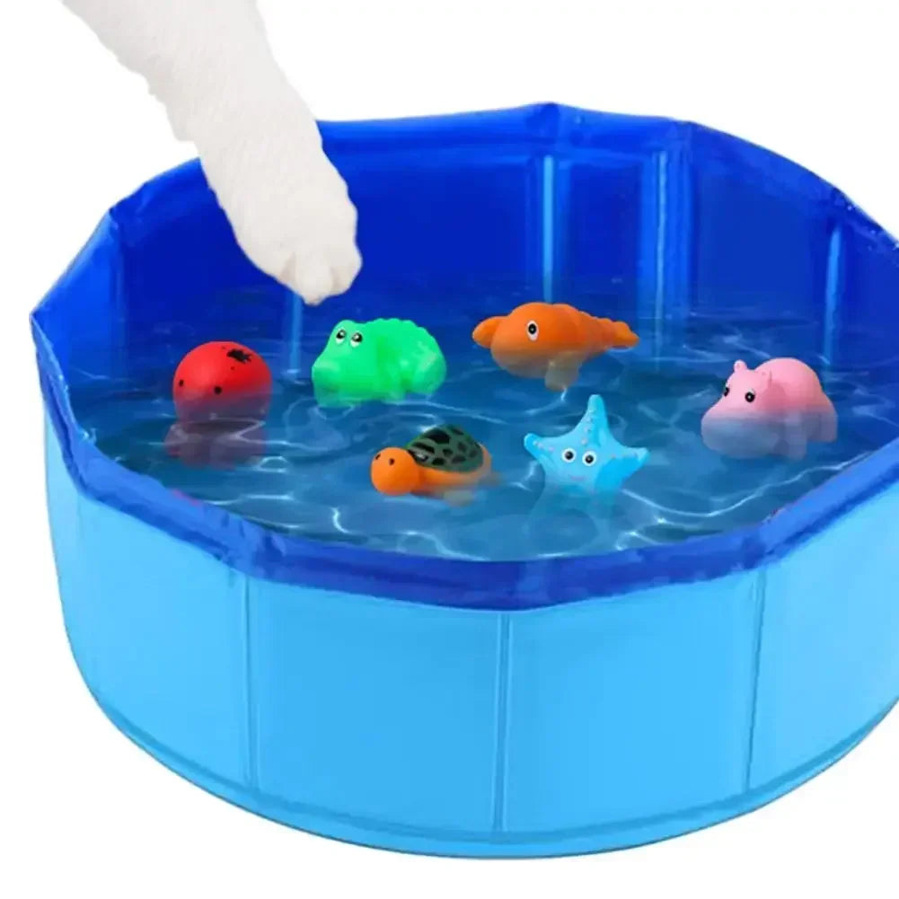 Foldable Cat Pool Toy Play Water Bath Tub for Dogs and Cats Summer Cool Pet Cleaning Basin with Turtle Starfish Octopus Design