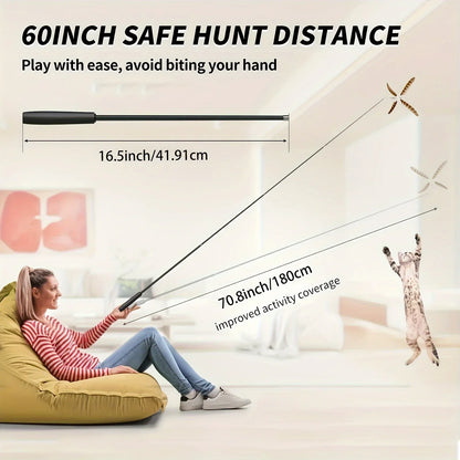 1.8M Cat Teaser Four Section Expandable Cat Fishing Rod Toy with Catnip Interactive Teaser for Kittens Petshop Accessories Durab
