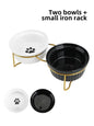 1 Set Elevated Ceramic Cat Bowls 1 Set Non-Slip Ceramic Cat Food And Water Bowls With Iron Bracket, Elevated Tilted Cat Feeder