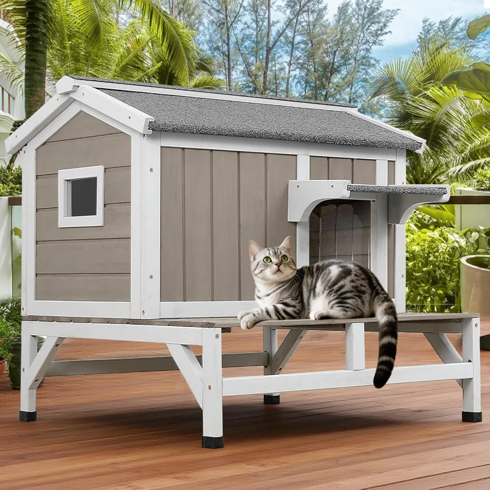 Cat Houses for Outdoor Cats Feral Cat Shelter Wooden Pet House