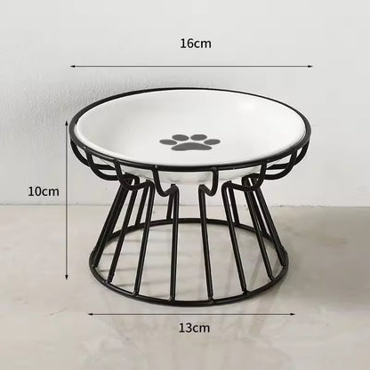 Ceramic Raised Pet Bowl Food Water Bowls with Rack for Cats Dogs Outdoor Feeding Drinking Accessories Doggie Cat Stand Bowl ﻿