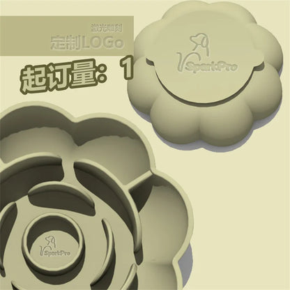 Pet Supplies Silicone Slow Food Bowl Rose Shape Dog Bowl Cat Anti-Choking and Anti-Knocking Food Bowl with Suction Cup