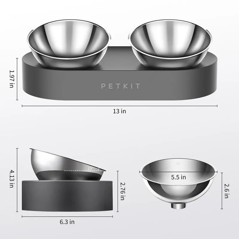 PETKIT Stainless Steel Pet Adjustable Feeding Bowl Double Feeder Bowls Water Cup Cat dog Drinking Bowls for pets feeding