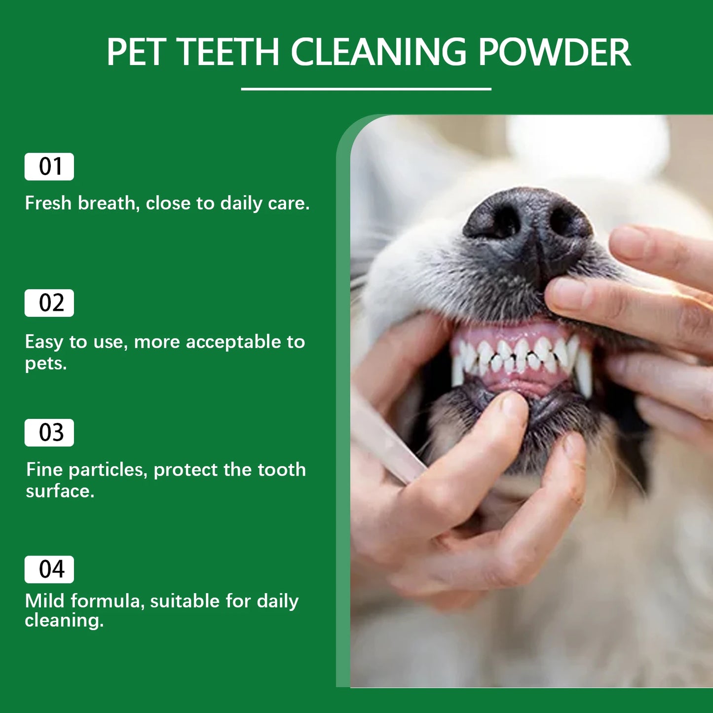 Pet Teeth Cleaning Powder Reduce Dental Plaque Calculus Eliminates Oral Odors Whiten Teeth Fresh Breath Pet Cleaning Products