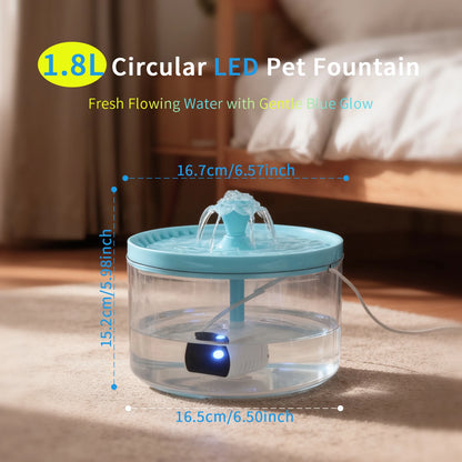 [ Ultra-Quiet ]Cat Water Fountain, 1.8L/60.87oz, Filter Pet Drinking Fountain, Fresh, USB Powered - Gift for Cats and Small Dogs