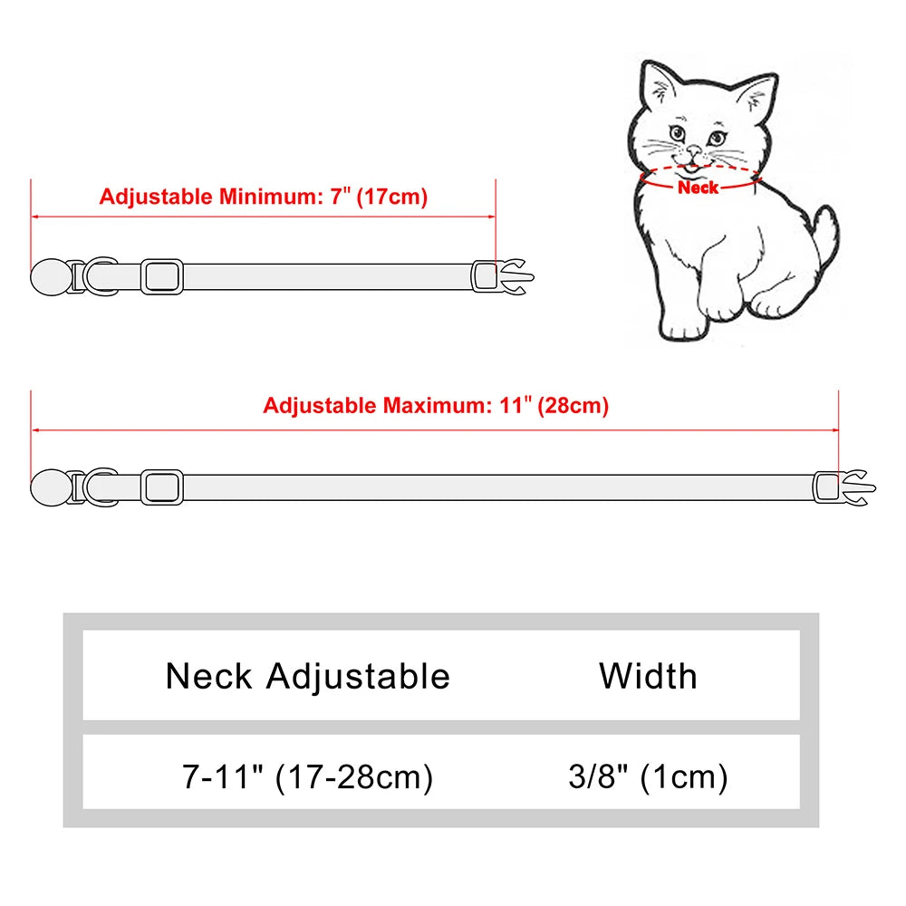 Quick Release Nylon Cat Collar Personalized Puppy Pet Kitten Safety Breakaway Necklace Customizable Adjustable For Cats Puppy