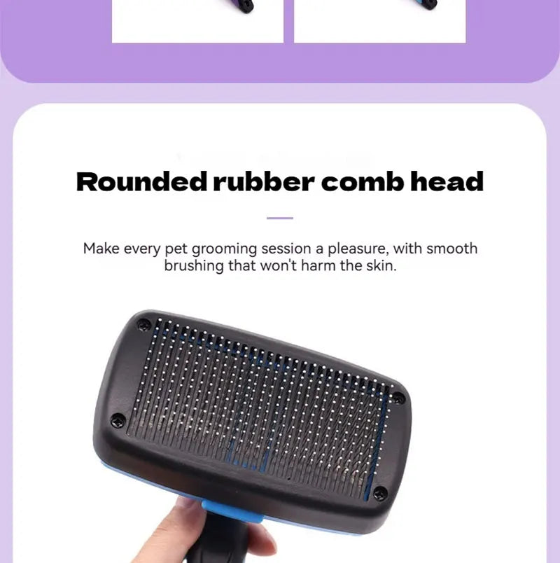 Pet Cleaning Product Essential Plastic Pet Hair Brush Needle Cat Dog Hair Cleaning Combs Hair Removers with Click Clean Button