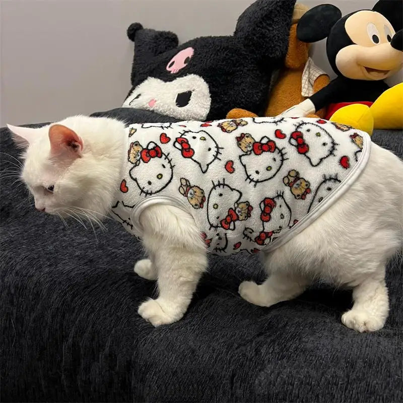 Winter Warm Pet Clothes For Cats Pullover Kawaii Hello Kitty Cat Sweater Costume  Mascotas Clothing Gatos Products For Animals