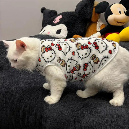 Winter Warm Pet Clothes For Cats Pullover Kawaii Hello Kitty Cat Sweater Costume  Mascotas Clothing Gatos Products For Animals