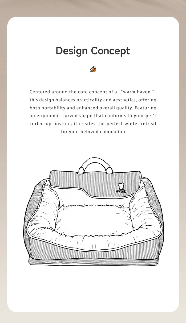 HOOPET 2025 New Large Dog Bed, Winter Warm Washable Pet Bed with Thick Padding & Bolster, Comfort Security Orthopedic Mattress