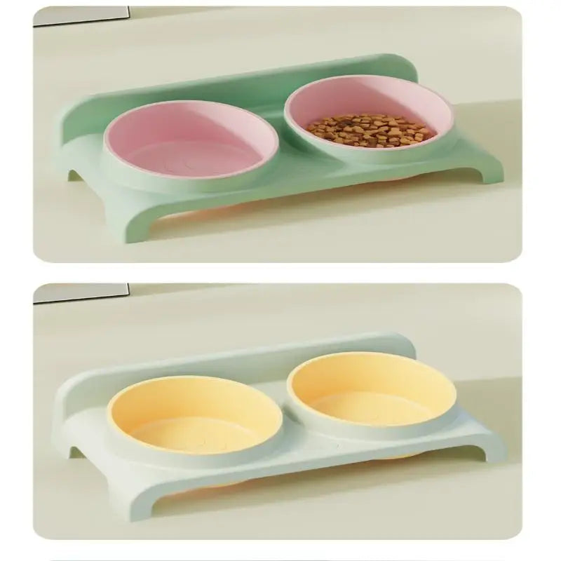 Food Feeders Pet Double Bowls Feeder Adjustable Height Cats Dogs Drinker Water Bowl Dish Elevated Feeding Supplies