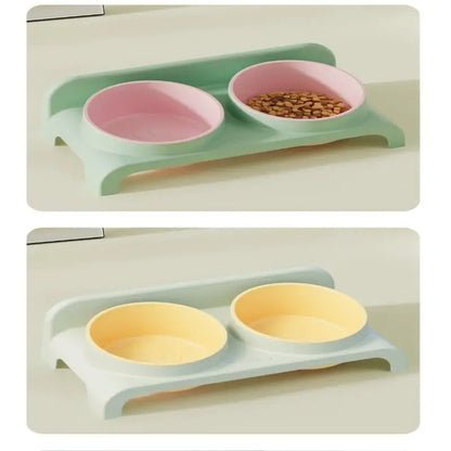 Food Feeders Pet Double Bowls Feeder Adjustable Height Cats Dogs Drinker Water Bowl Dish Elevated Feeding Supplies