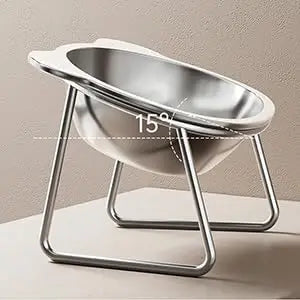 Elevated Cat Bowls for Small Dogs 5.9" Indoor Stainless Steel Raised Cat Bowl for Food Water 15° Titled Anti-Vomiting Dog Dishes