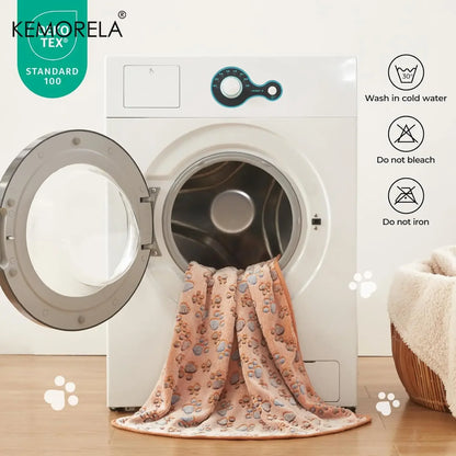 KEMORELA 3PCS Blankets Super Soft Fluffy Premium Fleece Pet Blanket Flannel Throw for Dog Puppy Cat Paw Brown Pink White