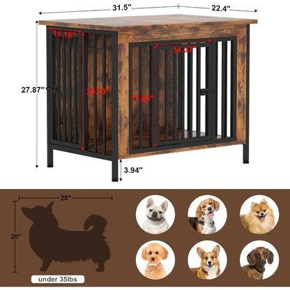 31.5" Small Dog Crate Furniture, Chew-Resistant Dog Crates for Small and Medium Dogs, Dog Kennel Furniture Indoor