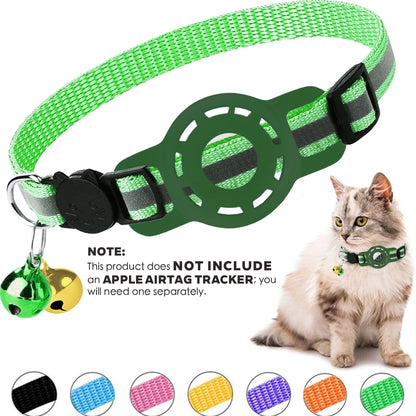 for Apple Air Tag Tracker Breakaway Cat Collar, with Airtag Case Reflective Kitten Collar with Bell for Cats,Small Dog Collar