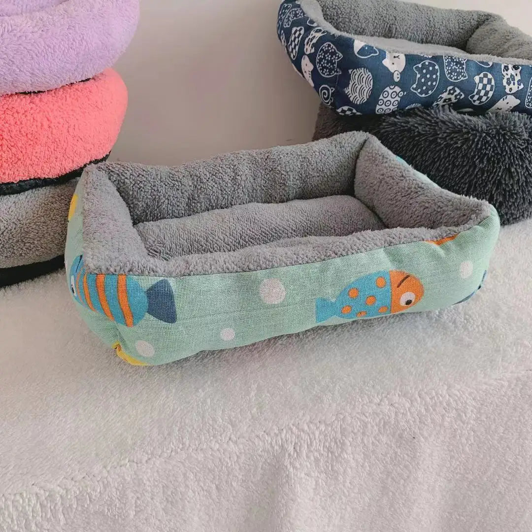 Soft Pet Bed Cat Bed Dog Bed Pet Mattress with Pillow Winter Warm Comfortable Sleeping Mat for Cats Dogs Plush Cat Mat Cat House
