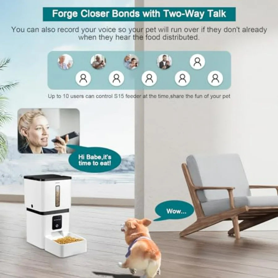 Automatic Dog Feeder with Camera for Home Use: 5G WiFi Connectivity Easy Setup 8L Capacity Motion Detection Smart Cat Food Disp