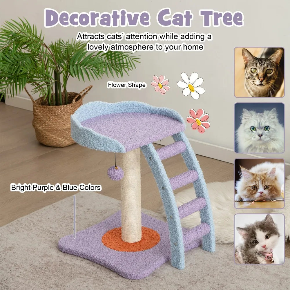 2-Tier Modern Cat Tree Tower Kitten Activity Center with Sisal Scratching Post