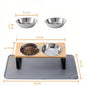 Elevated Cat Bowls with Food Mat 15° Tilted Stand Anti Vomiting Raised Cat Dishes with Silicone Pad for Food and Water for Cats