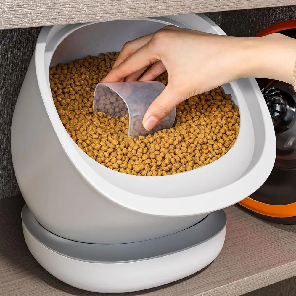 White Pet Food Storage Container for Treats & Dry Food 6 Lb Capacity Kitchen Food Grade Transparent Lid for Easy Viewing